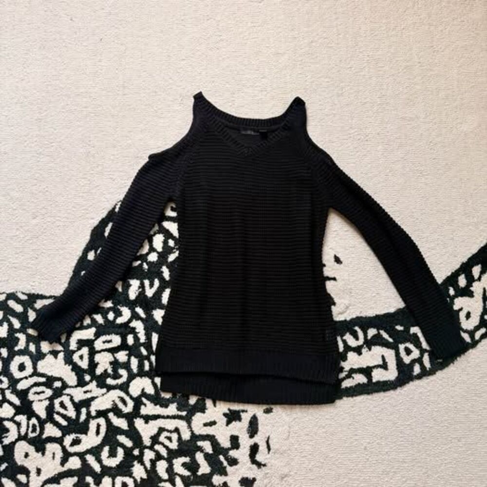 RD Style Black Cold Shoulder Knit Sweater Women’s Medium